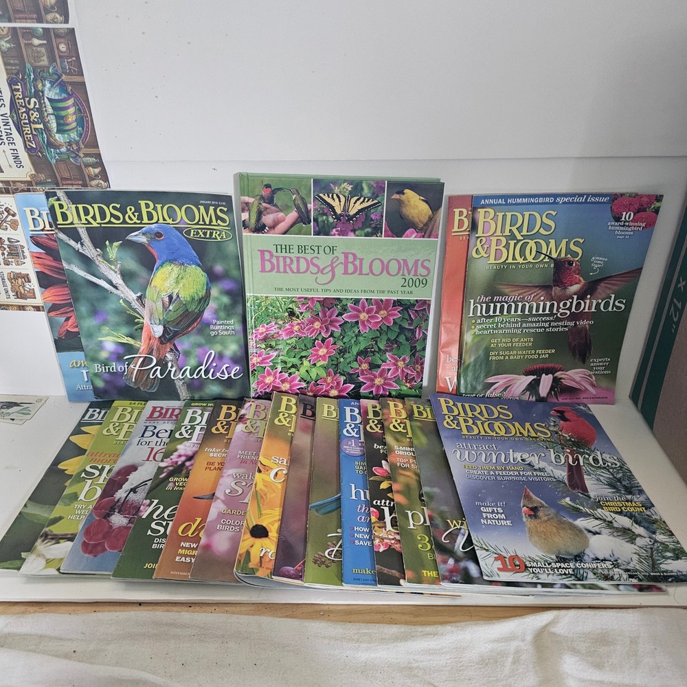 Birds & Blooms Magazine Lot and 2009 Hardcover Book Hummingbird Nature Gardening